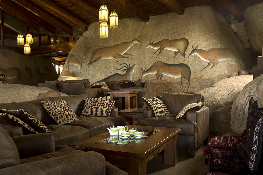 Loungen p Seronera Wildlife Lodge. (Seronera i centrala Serengeti National Park, Tanzania)