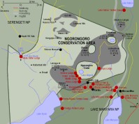 Karta över Ngorongoro CA.