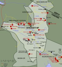 Karta över Serengeti.