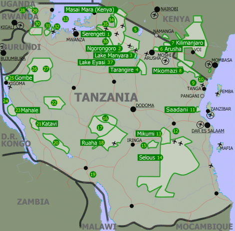 Karta över Tanzania