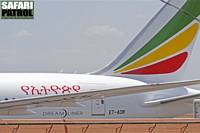 Första besöket av en Boeing 787 Dreamliner. (Kilimanjaro JRO, Tanzania)