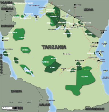 Visa karta över norra Tanzania