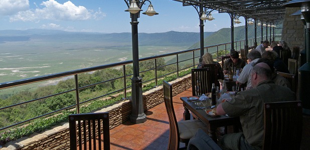Utsikt över Ngorongorokratern från Ngorongoro Wildlife Lodge.